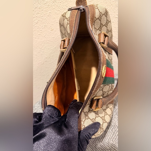 Gucci Boston Bag GG Supreme Monogram Canvas Signature Sherry Line Web Stripe - Picture 13 of 14